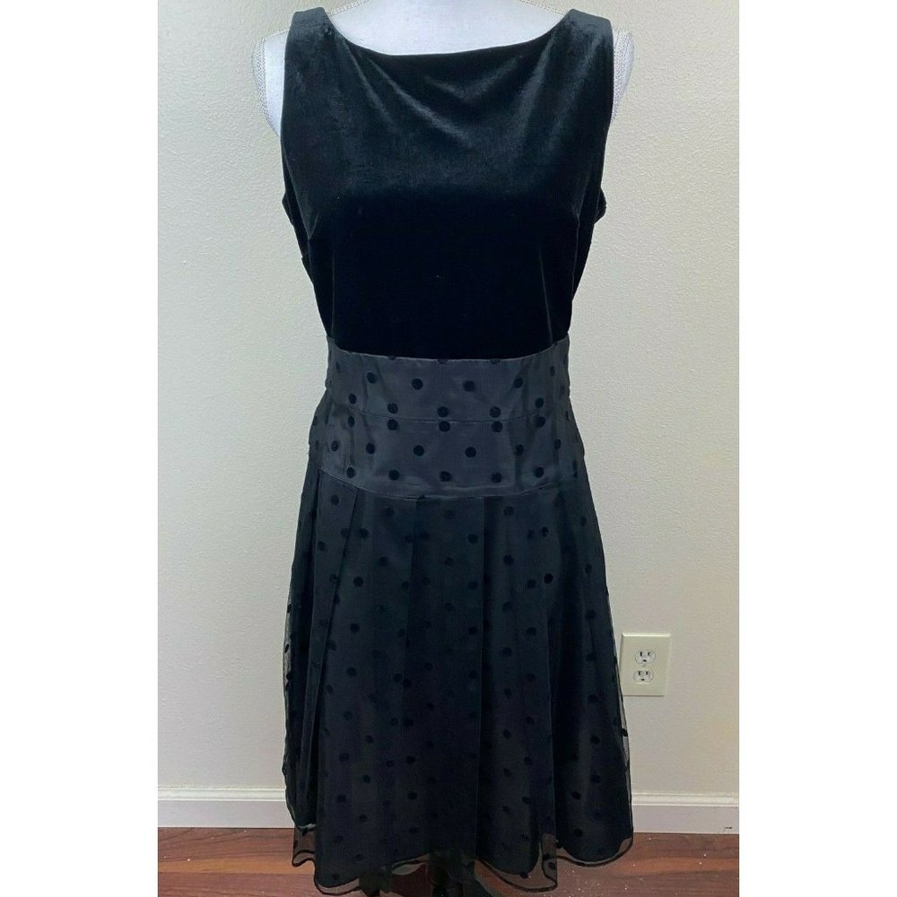 Joneswear Dress Pleated Velvet Black Polka Dot